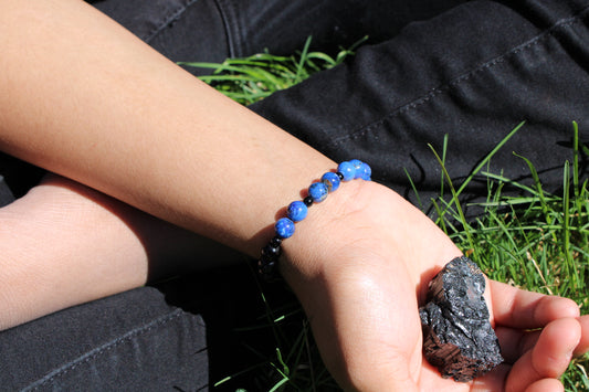Lapis Lazuli and Black Tourmaline 8mm Bracelet